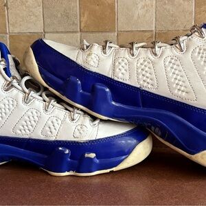 Air Jordan 9 Retro White / Dark Powder Blue Basketball Shoes Sneakers